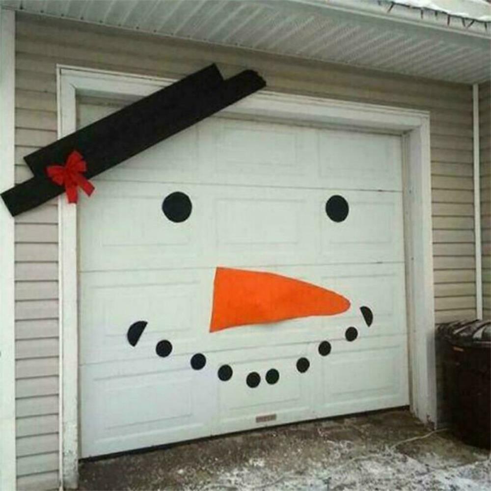 Christmas Theme Garage Door Decor DIY Snowman Elk Hat Bow Xmas Party Funny Decoration Props Supplies