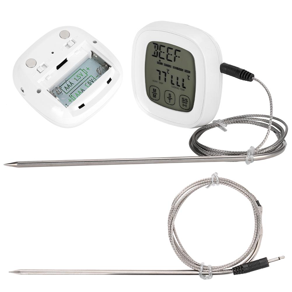 Digital grilltermometer med pekskärm och timerfunktion, köksmatlagningsaccessoar