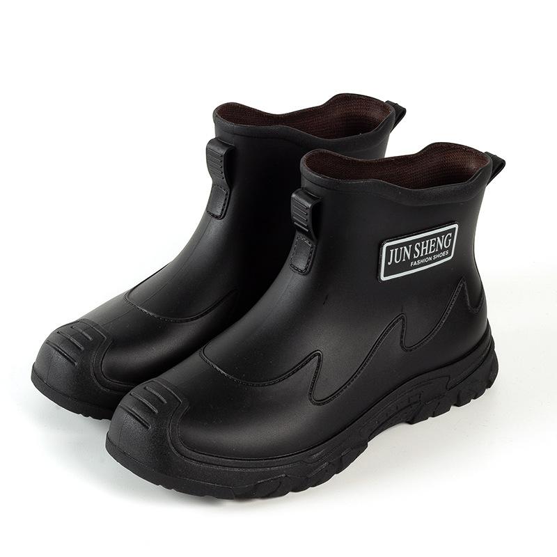 Rain boots short men s anti-slip takeaway special fishing 2026 new men s and women s fleece waterproof rain boots 36