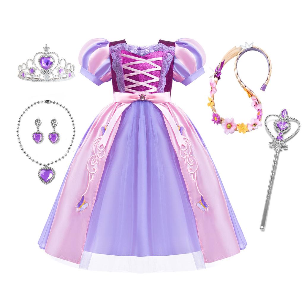 Little Girls Purple Princess Rapunzel Birthday Party Cosplay Halloween Easter Carvinal Fancy Dress Girls Holiday Party Dress-Up