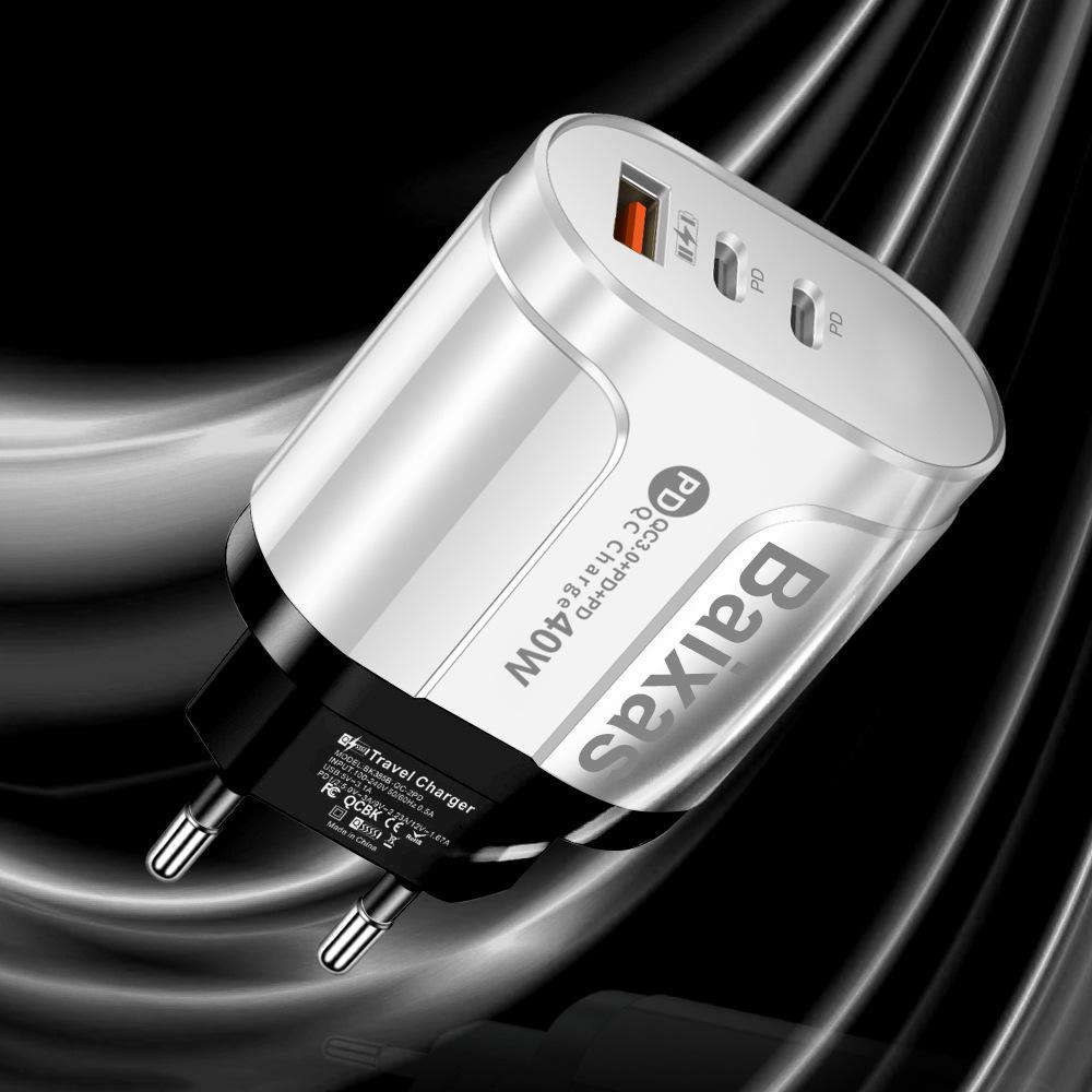 Universal Charger with US, EU, UK, AU Compatibility - Original Power Adapter with 1 USB-A and 2 USB-C Ports.