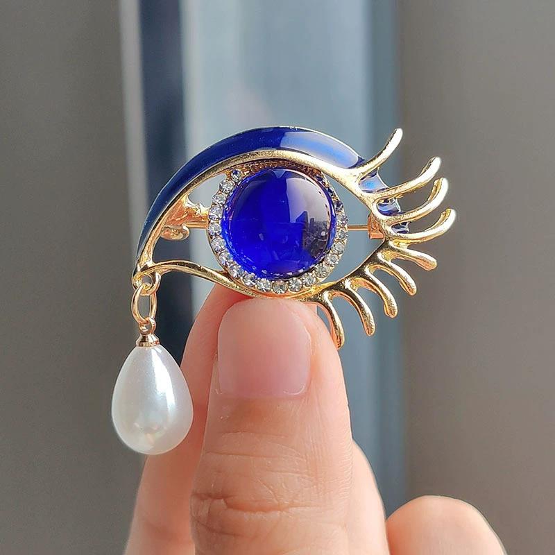 

Броши для женщин Стразы Эмаль 4-цветные Глаза Офисная Повседневная Брошь Булавки Подарки Капля Кристальные Глаза