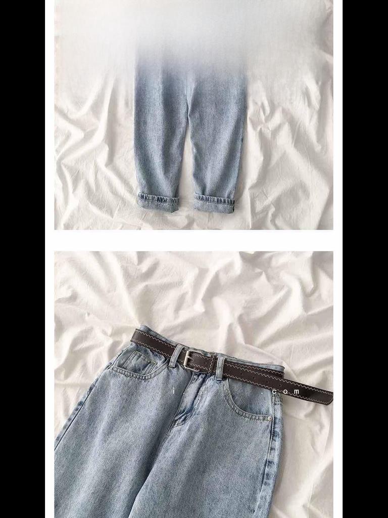 Dámské úzké volné džíny rovného střihu s vysokým pasem - moderní letní džíny se širokými nohavicemi a harémovým střihem