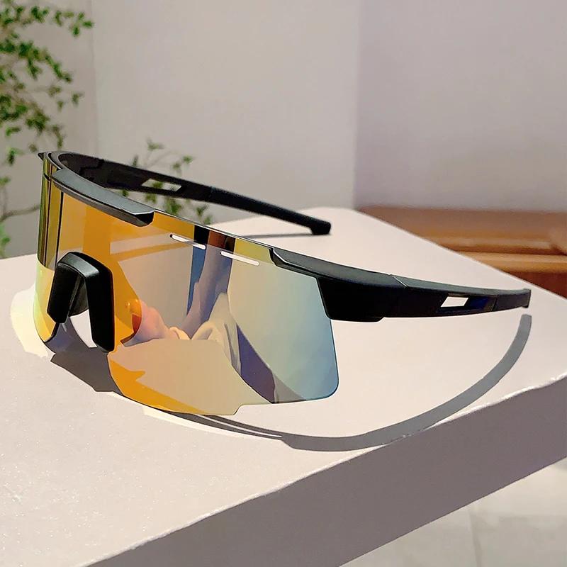 Rimless Mirror Sports Goggle Men New Punk Wrapped Round Outdoor Cycling Shades Trendy Futuristic Anti-UV Sun Glasses