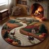 Multicolor 3D Digital Printed Quilted Round Carpet Living Room Bedroom