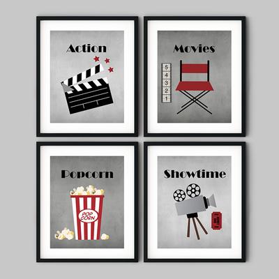 Movie Theater Canvas Painting Popcorn Film Clapper Posters Prints Cinema Modern Wall Art Pictures Living Room Home Decoration