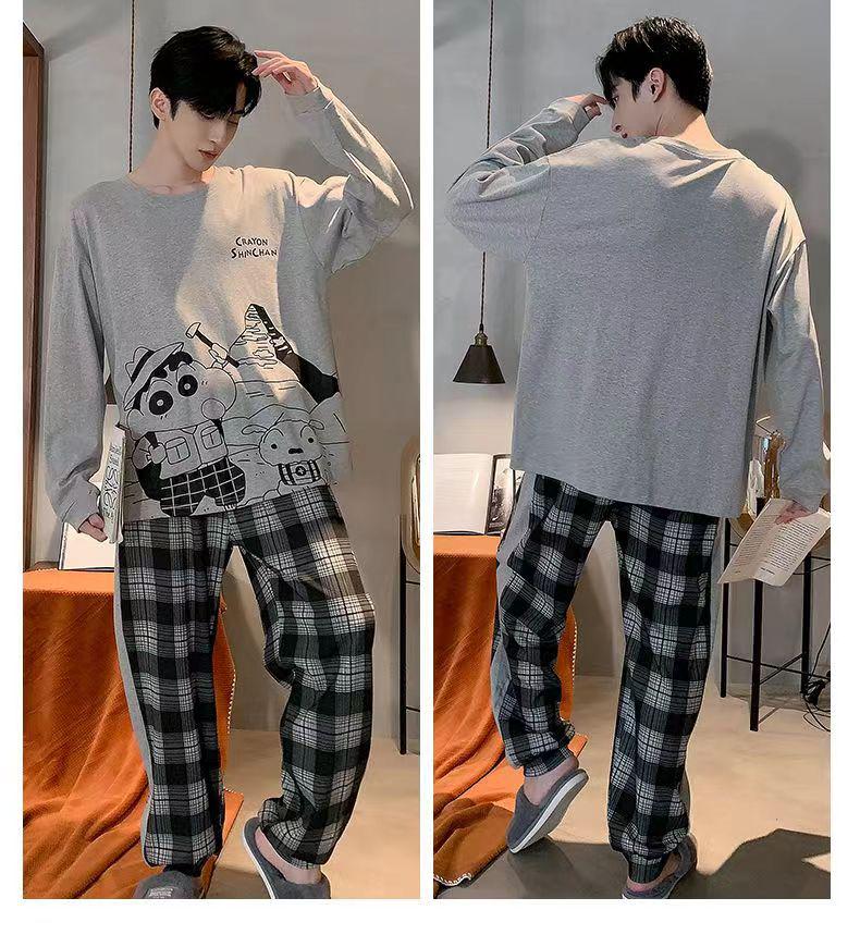 Herren Langarm Pyjama Set, Frühling/Herbst Freizeitstil, Draußen tragbar