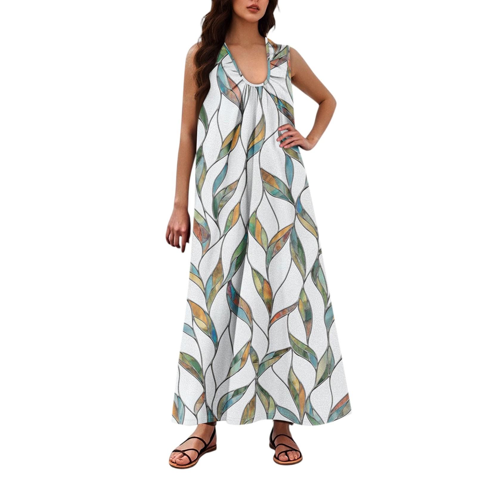 

Женская Мода Повседневная А-силуэт Цветочный Принт Эффект Молотка Свободная Длинная Юбка с Карманами XL белый