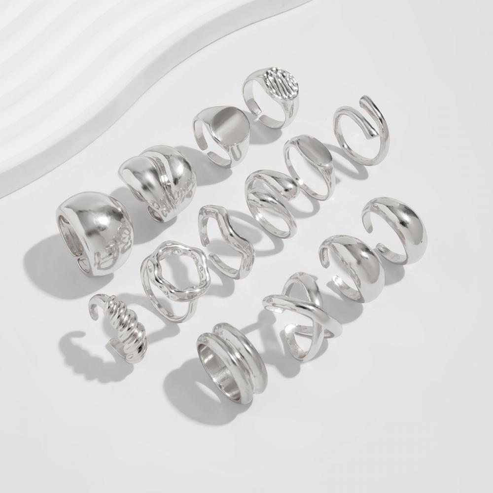 14pcs/set Vintage Metal Rings For Women Men Gift Fashion Punk Hip Hop Gold Silver Color Irregular Knuckle Joint Ring Set