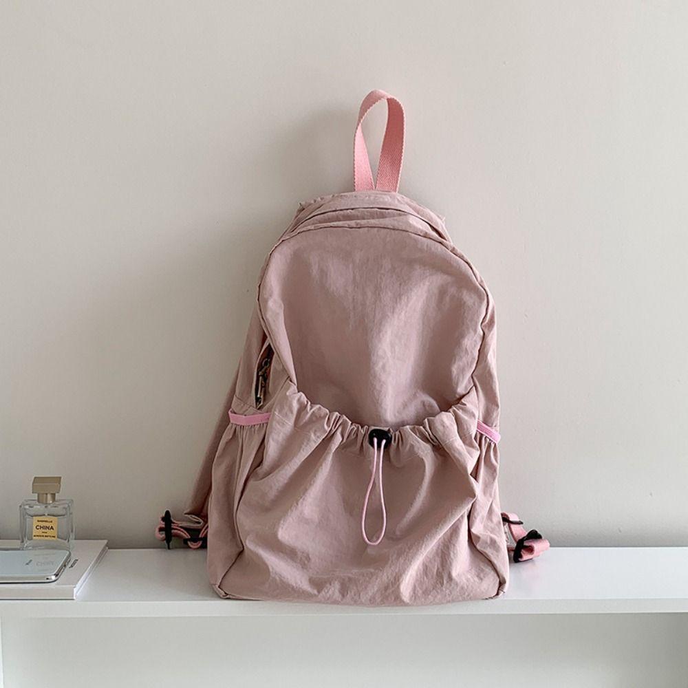 

Складная Легкая Мягкая Нейлоновая Сумка Корейский Стиль Сумка Через Плечо Милый Рюкзак на Шнурке Уличный розовый
