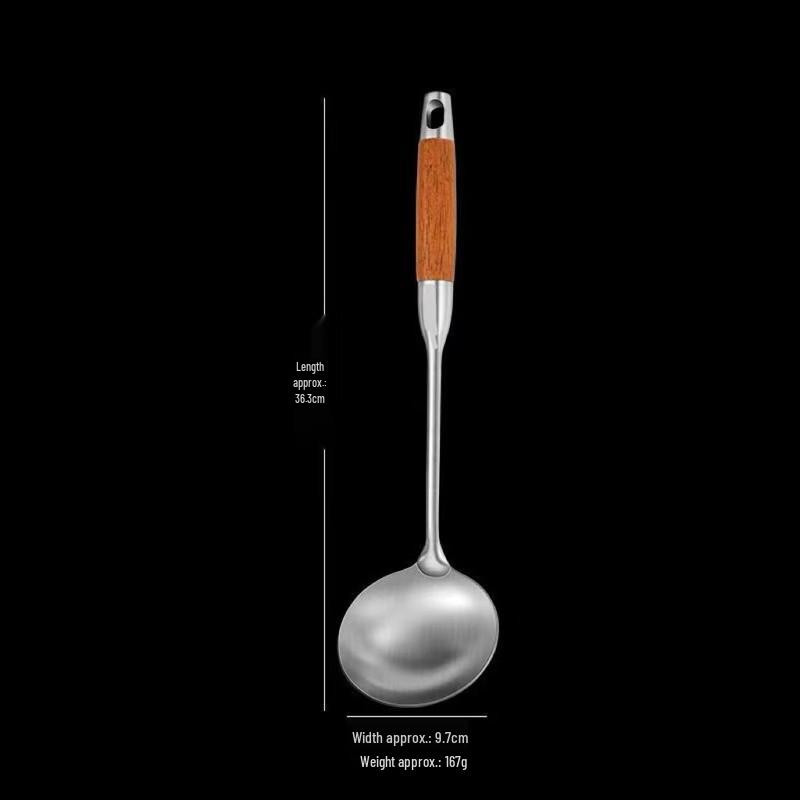 

Wutuo Stainless Steel Rosewood Handle Porridge Spoons, Set of 3