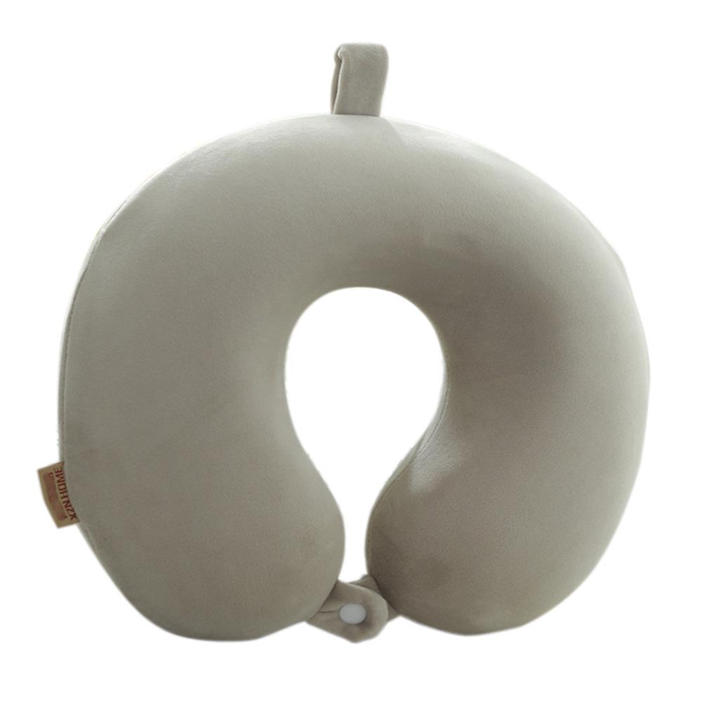 U-Shaped Travel Neck Pillow with Embroidered Logo - Solid Color Memory Foam Design
