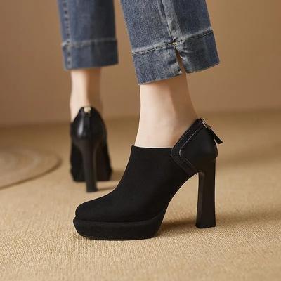 Women Pumps New Brand High Heels Thick Platform Retro Black Brown Dress Party Office Shoes Pumps Spring and Fall Fashion