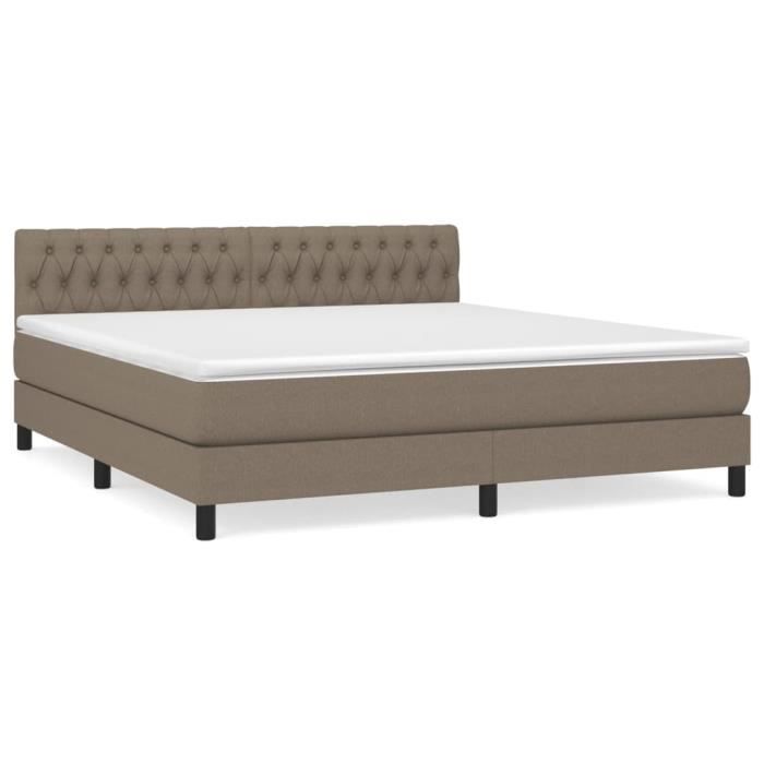 3140317 vidaXL Divan Bed with Mattress Taupe 180x200 Cm Fabric