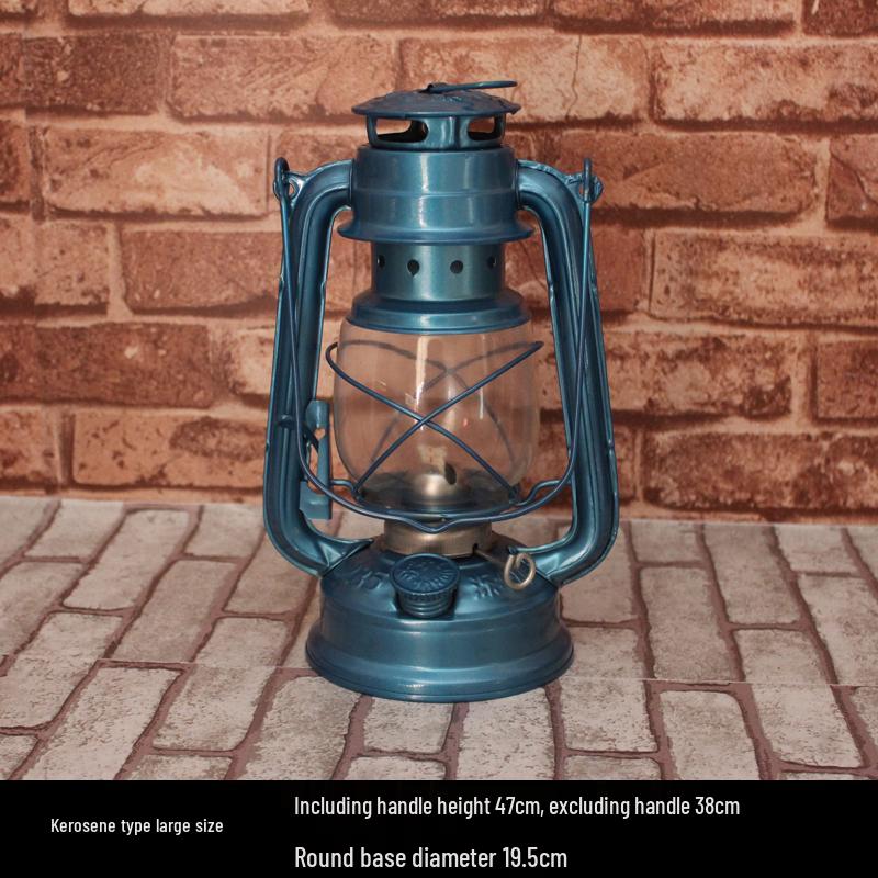 Vintage Wrought Iron Kerosene Hurricane Lamp - Nostalgic Camping Decor & Photography Prop