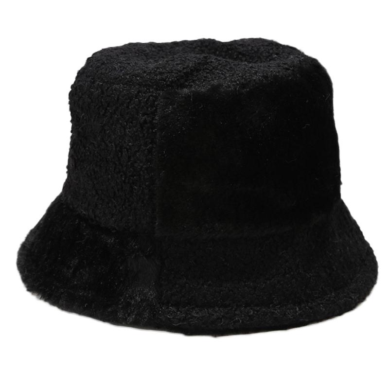 

Fashionable Rabbit Fur Fisherman Hat Casual Plush Big Lattice Basin Hat Warm Korean Version Outdoor for Autumn Winter