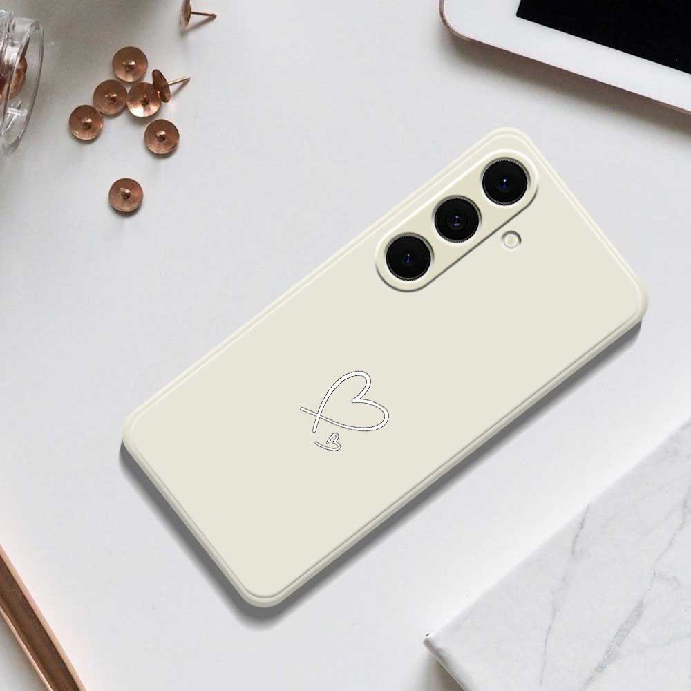 For Samsung Galaxy S24 FE Case White Love Pattern Printing Straight Edge TPU Phone Back Cover