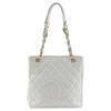 PST Chain Tote Shoulder Bag White Caviar Skin Women Used