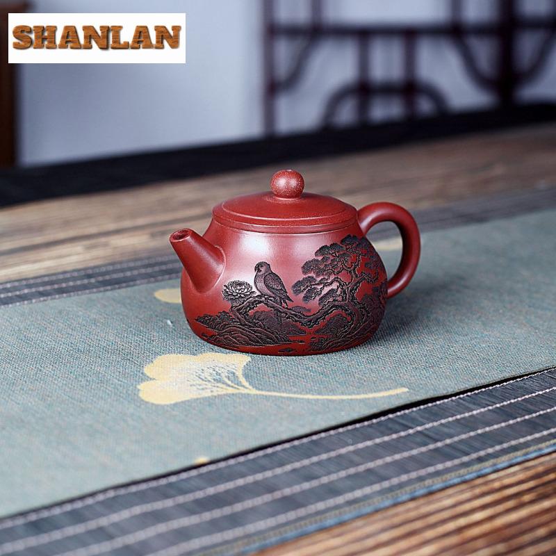 220ml Vintage Yixing Purple Clay Teapots Handmade Pine Pot Raw Ore Dragon's Blood Sand Kettle Zisha Tea Set Collection Supplies
