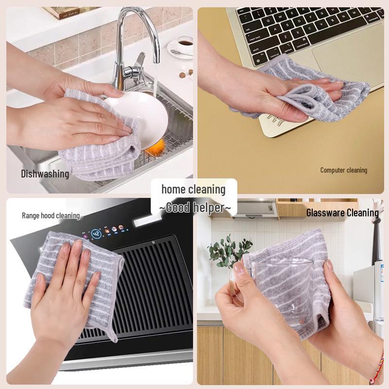 Bamboo Charcoal Dish Cloth - Absorbent, Lint-Free & Easy-Cleaning for Household Use