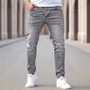 Jeans da uomo tinta unita semplici con tasca stretta pantaloni in denim casual da uomo a gamba stretta