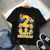 Minionses Birthday 1-9 Number T-shirt Clothing Baby Cartoon Anime Short Sleeve Party Cute Shirts Summer Casual Tee Top Gifts