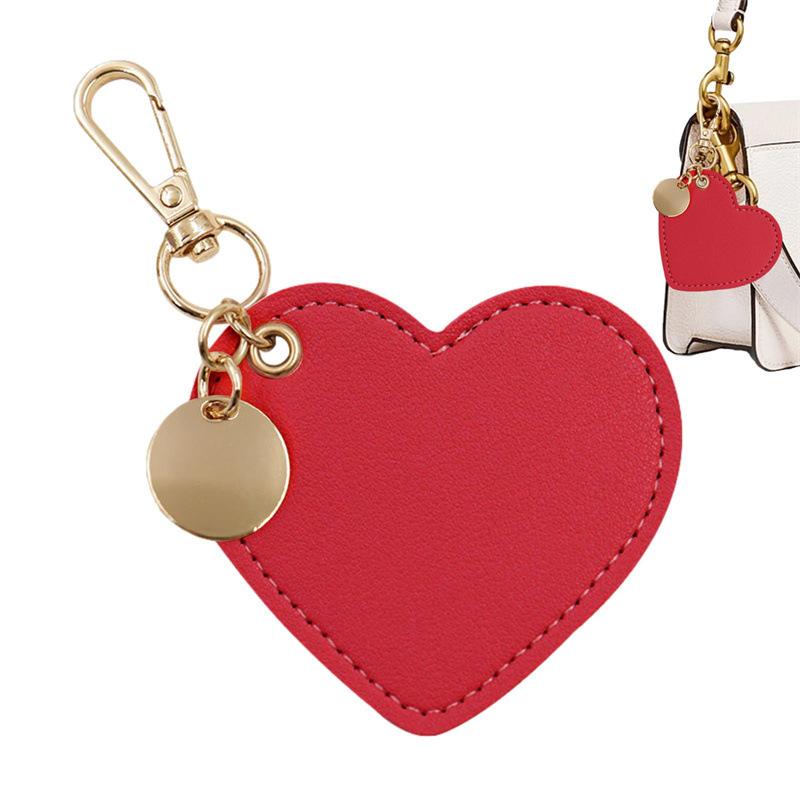 1 Stuks Sleutelhanger Verse Pu Leer Hartvormig Portemonneetje voor Vrouwen Leren Hartvormige Sleutelhanger Auto Accessoire rood