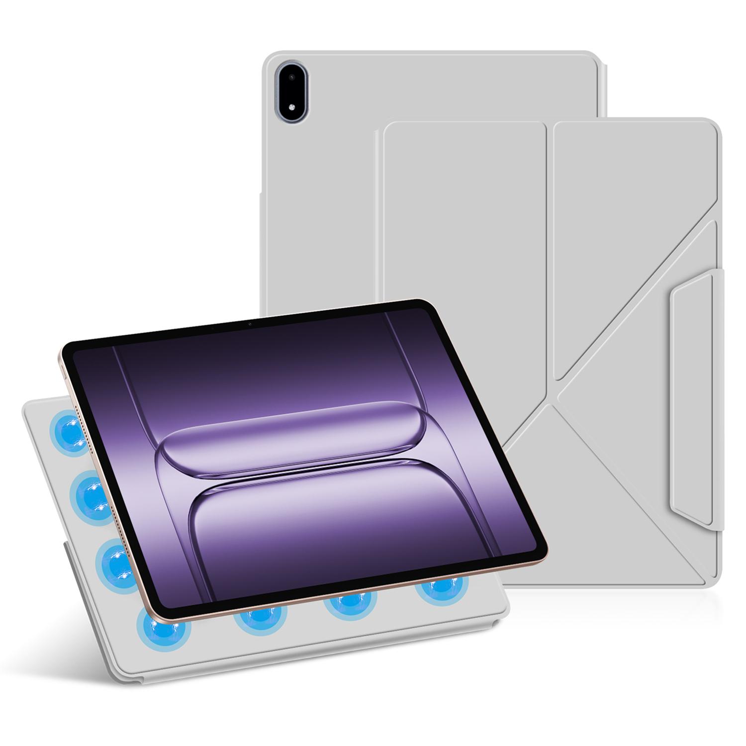 

Для OnePlus Pad 2 Pro Кожаный чехол Подставка-оригами Магнитная обложка для планшета Автоматическое включение/выключение Grey