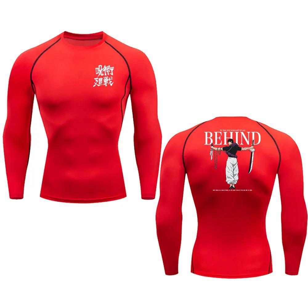 Anime kompresní košile Muži Potisk Prodyšný Fotbal Fitness Těsné Sportovní oblečení Althletic Quick Dry Rash Guard Gymnastika Jezdecké topy