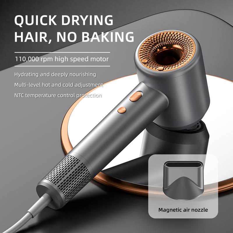 The high-speed hair dryer, a household high-power hair dryer, has a negative ion function to prevent dryness and frizz