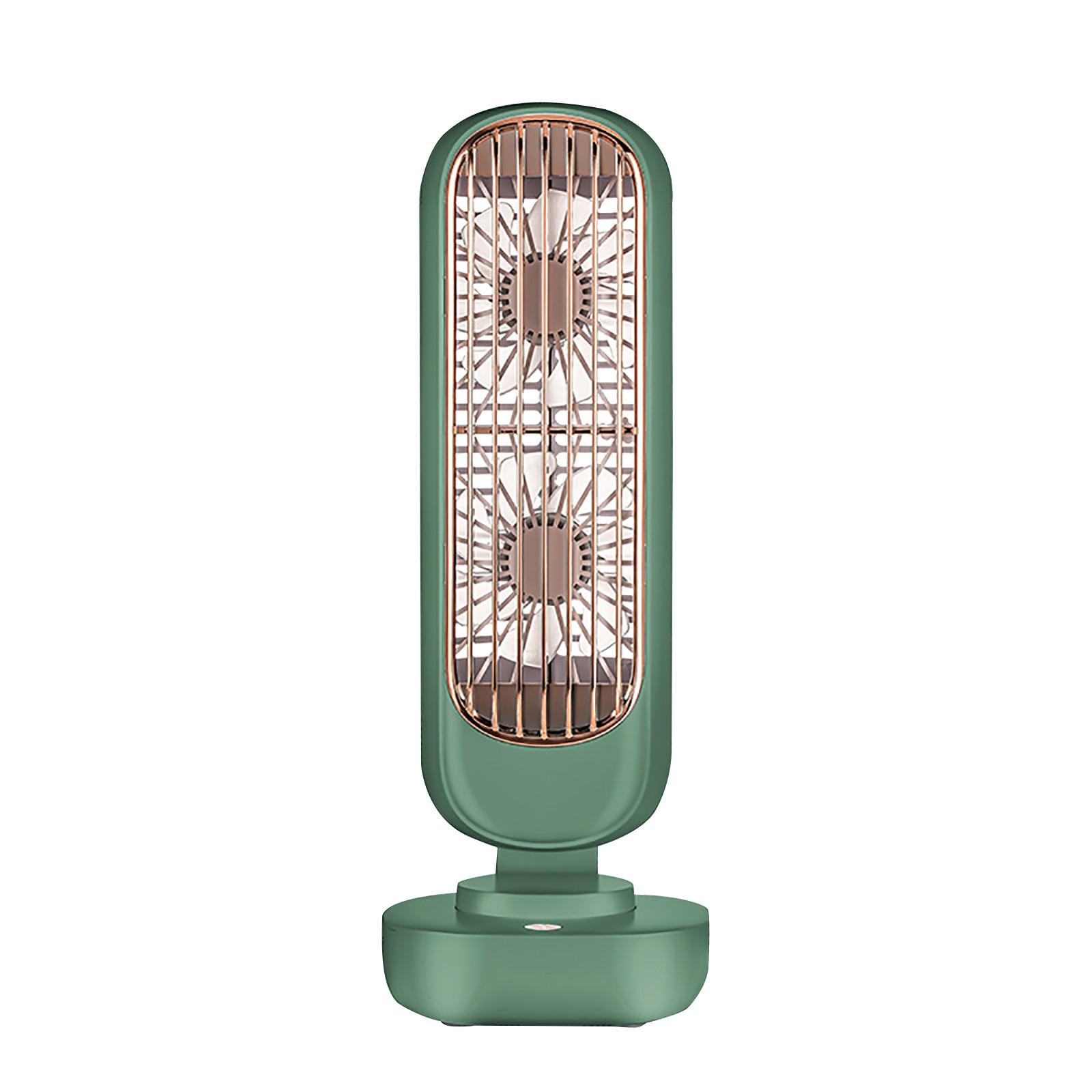 

Retro Double-Leaf Tower Fan,Desktop Fan Vertical Portable Charging USB Small Fan зелений