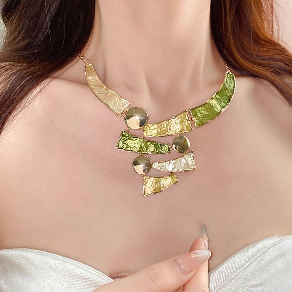 Geometric Line Women's Necklace Earring Set Collarbone Chain Multi Color Jewelry Set  Party