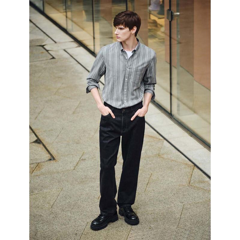 Giovanni Valentino Men's Cotton Striped Long-Sleeve Shirt