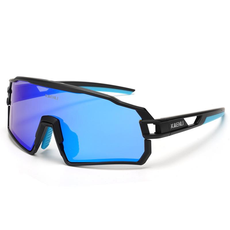 

Outdoor sports cycling glasses, smart color-changing goggles, windproof cycling glasses for men and women Black frame blue lens（S