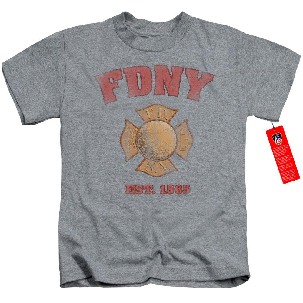 FDNY Boys T-Shirt New York City Fire Dept Vintage Heather Tee Unisex T-Shirt M