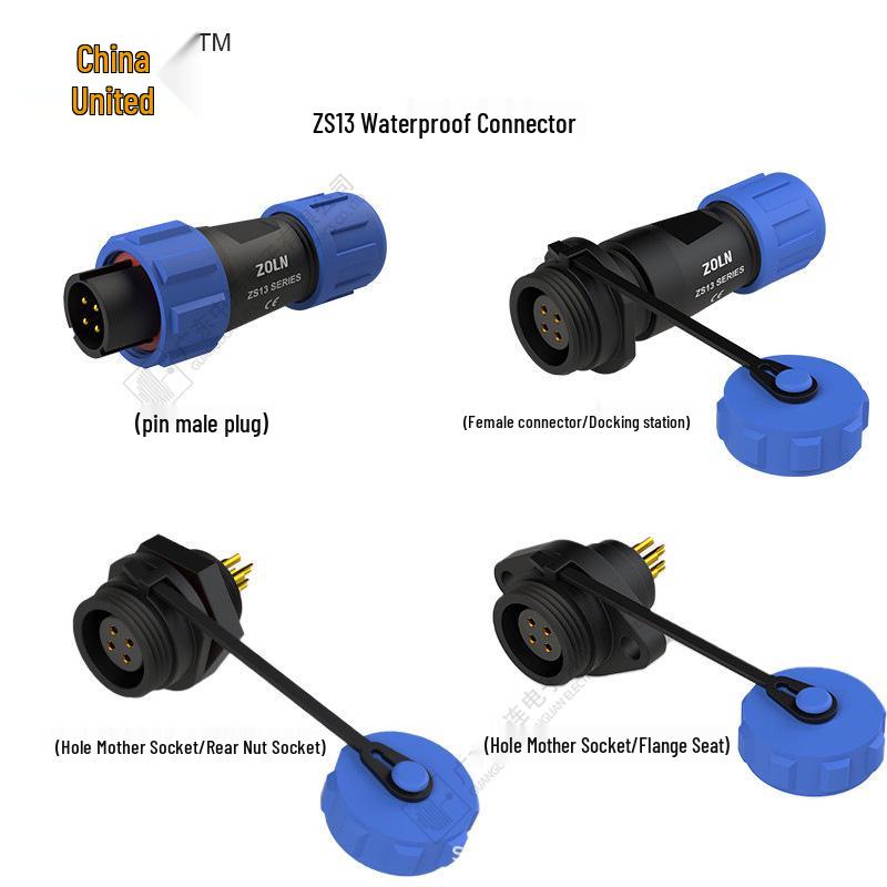 Middle Link ZS13 Waterproof Aviation Connector: 2/4/6/8/12-core Male Plug & Female Socket