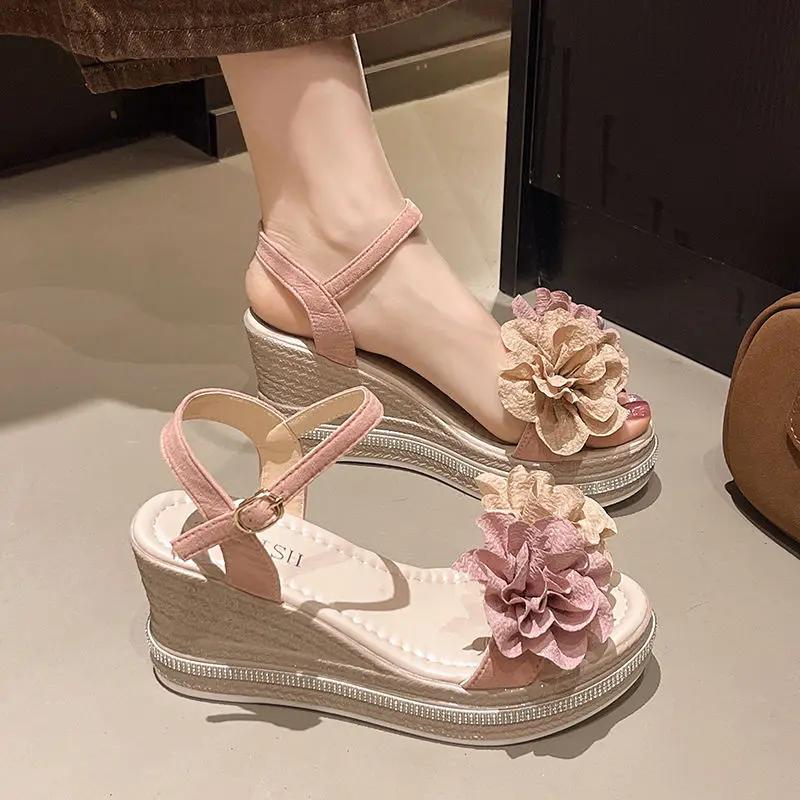 Fashion Platform Open Toe Korea Sandals for Women Sales Luxury Summer New Breathable Fashion 2025 Comfortable High Quality Woman Shoes