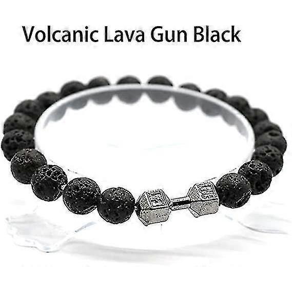 3pcs Traintough Dumbbell Bracelet, High Quality Men Beaded Bracelet Volcanic Lava Stone Dumbbell Bracelet Gifts For Men