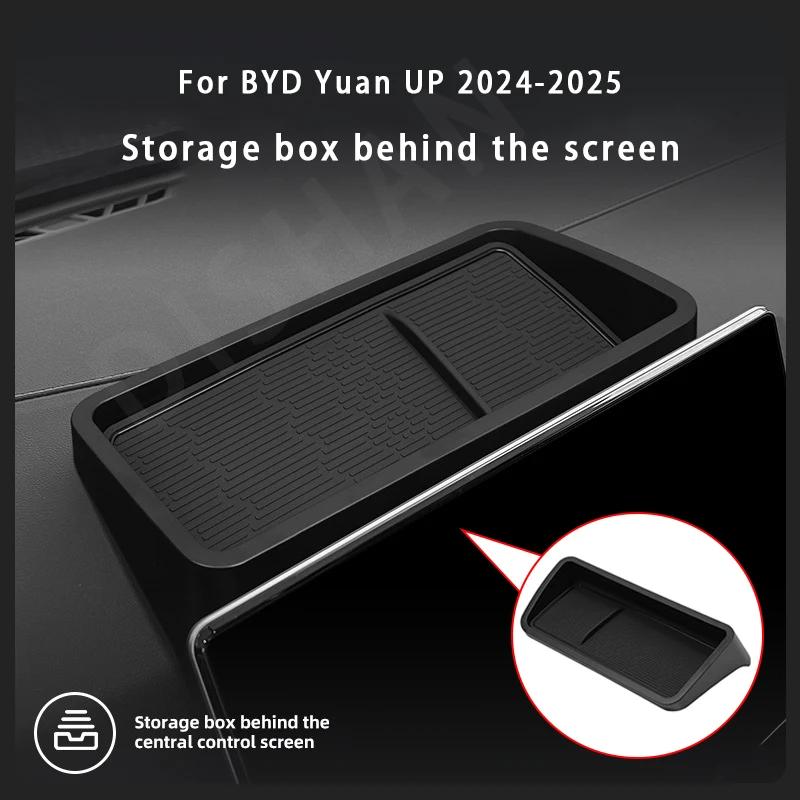 For BYD Yuan UP 2024-2025 Central Control Navigation Behind Screen Storage Box Dashboard Organizer Non-slip Tray Car Accessories