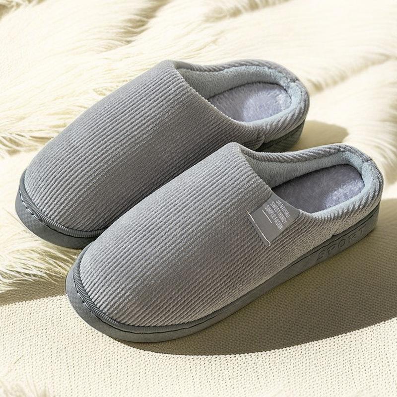 Cotton slippers women's winter home hair slippers piled warm home couple cotton shoes soft sole