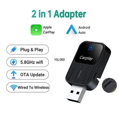2in1 Wired To Wireless Carplay Adapter Android Auto Smart Dongle For Iphone Android Phone For Oem Wired CarPlay Android