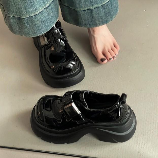 Fashion platform heightening loafers women's 2025 summer new casual British style small leather shoes single shoes Mary Jane shoes