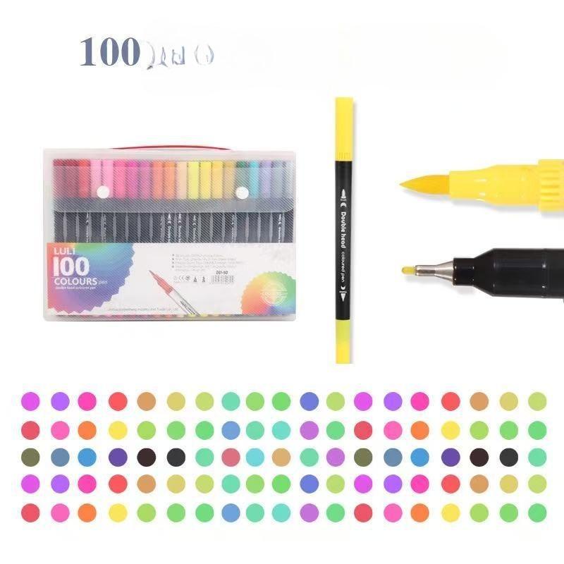 Pennarelli a Doppia Punta, 72 Colori(Pennarello sottile e pennello) Pennarelli Artistici, Set di Pennarelli Colorati per Artisti per Libri da Colorare per Adulti Senza Sanguinamento