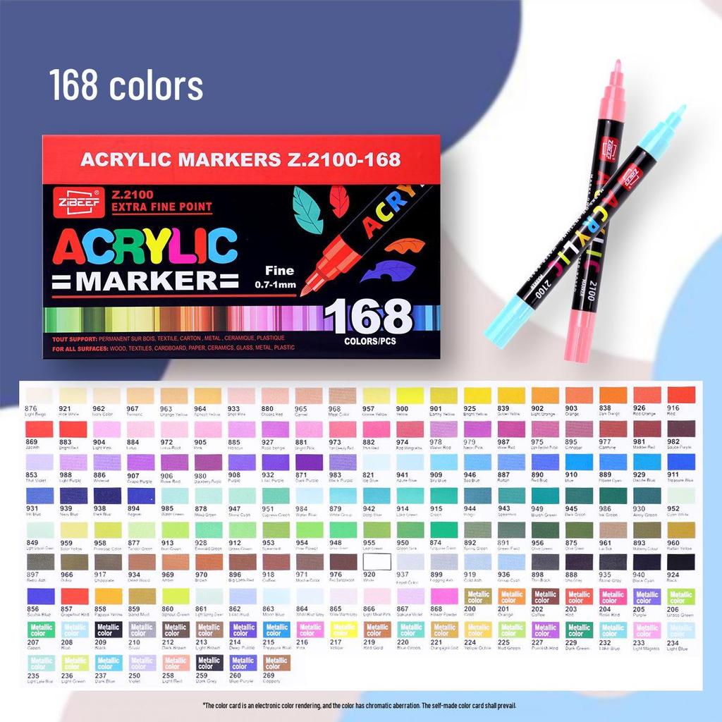 Guangna 2100 Fine Tip Acrylic Marker Set - 120/240 Colors, Press-Type, Water-Based for Students