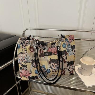 Tragetasche Pendeln High-End-Sinn Großvolumig Pendeln Neu Cartoon Trend Druck Schulter Achseltasche