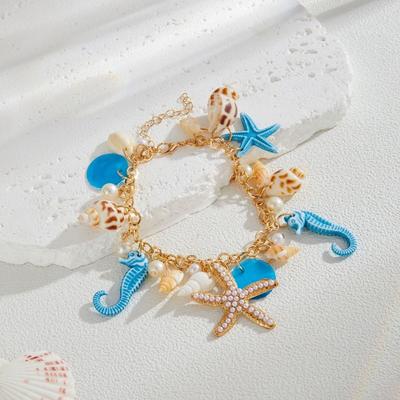 Imitation Pearl Shell Starfish Bracelet Sea Series Natural Conch Beach Bracelets  Beach