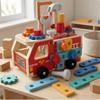 Wooden Assembly Fire Truck Fine Motor Skills Screwon Building HandEye Coordination