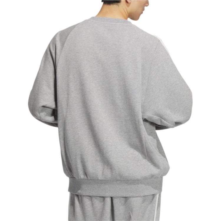 Adidas 3 Stripes CREW SWEATSHIRT Unisex Medium Heather Gray JI6642