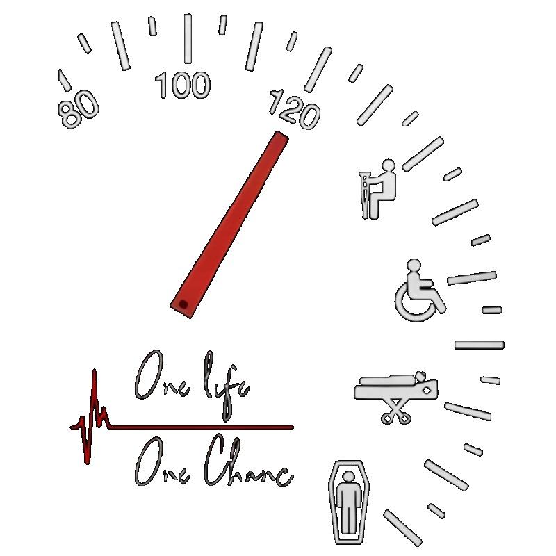 Black T Shirt with Speedometer Design and One Life One Chance Text for Casual Wear