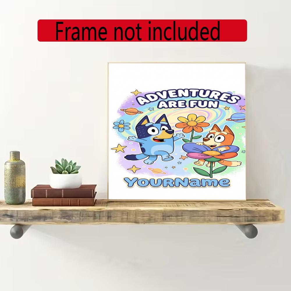 Bluey Customize Your Name Diamond Painting Round Diamond Diy Frameless Holiday Artwork Suitable For Home Office Wall Decoration